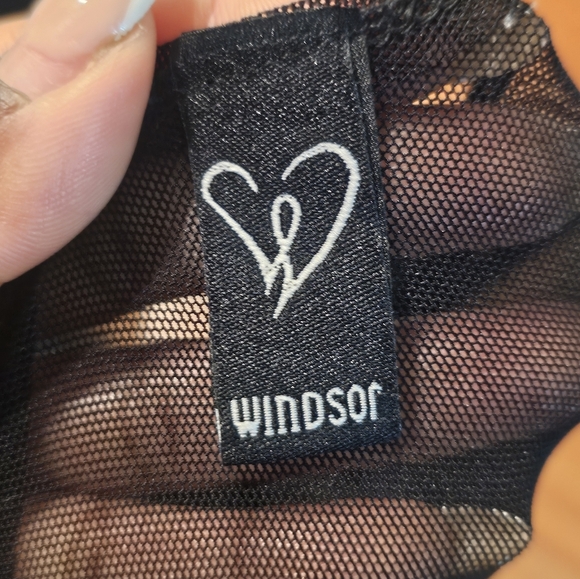 Windsor Black Sheer Tie-Front Long Sleeve Crop Blouse Size S/M - Picture 6 of 7